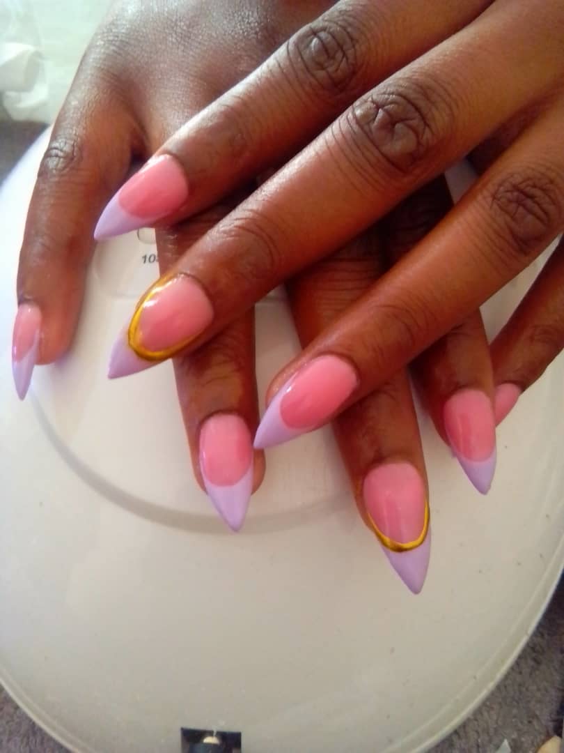 Pink and lilac nails